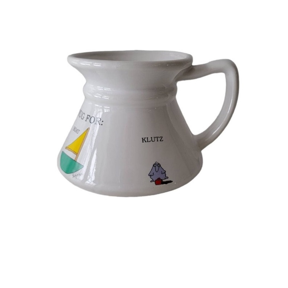 Sandra Boynton Vintage Untippable No Spill Stoneware Travel Mug Nonslip car boat